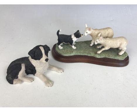 A Border Fine Arts figurine of a collie pup together with one other entitled Two Against One A4243