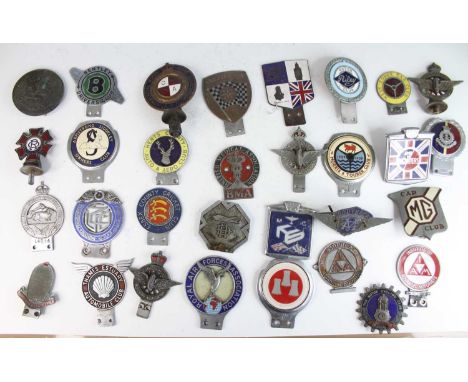 A large collection of vintage principally chromed metal car badges, some enamel decorated, to include Bentley Drivers Club, A