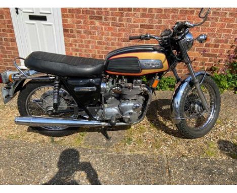 A 1975 Triumph Trident T150 741cc motorcycleRegistration No. HTX874NChassis No. HG43448Engine No. HG43448Odometer 37112In bla