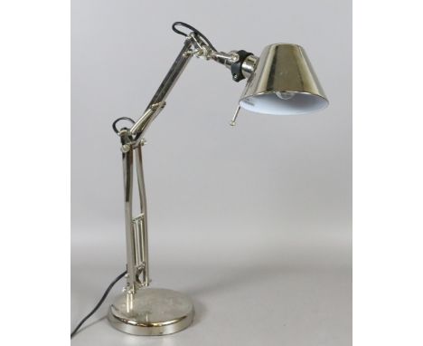 A chrome anglepoise desk lamp.