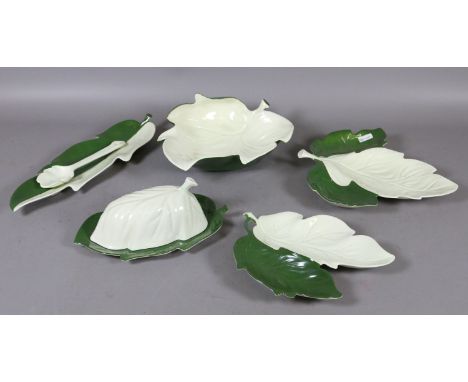 A collection of Carltonware handpainted leaf dishes.