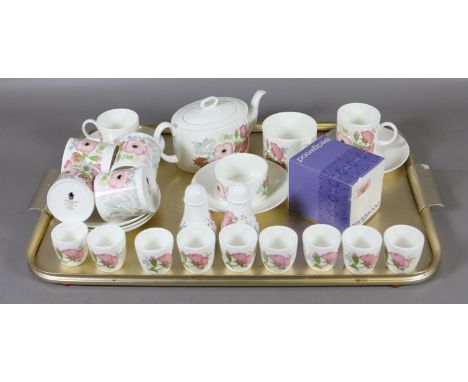 A collection of Wedgwood wares decorated in The Meadow Sweet pattern including batchelors teapot, egg cups, salt and pepper s