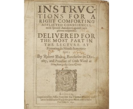 HYDE FAMILY - BOLTON, ROBERTINSTRUCTIONS FOR A RIGHT COMFORTING AFFLICTED CONSCIENCES, with speciall Antidotes against some g