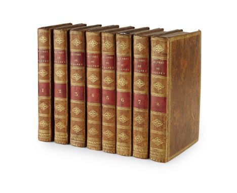 [EGYPT] - VOLNEY, CONSTANTIN FRANÇOIS, COMTE DEOEUVRES COMPLÈTES Paris: Bossanges Frères, 1821. First collected edition, 8 vo