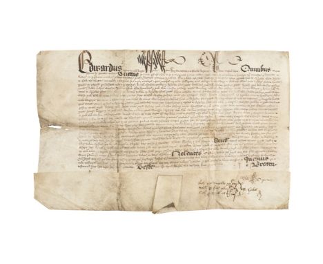 EDWARD VI, (1537-1553, KING OF ENGLAND)DOCUMENT DATED JULY 3RD 1549 BEING A LICENSE TO RALPH SADLIER KNIGHT, to sublet to Tho