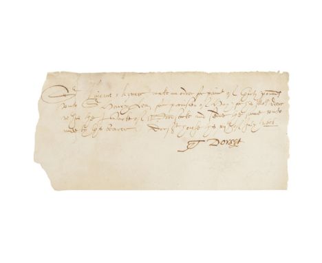 SACKVILLE, THOMAS, (1536-1608, 1ST EARL OF DORSET, ENGLISH STATESMAN AND POET)MANUSCRIPT DOCUMENT SIGNED ("T. DORSET"), FOUR 