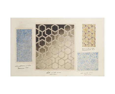 INDIAN ARTMUGHAL ARCHITECTURAL DESIGN, LATE 19TH CENTURY album containing 28 leaves with laid-down watercolour and hand-drawn