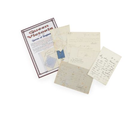 QUEEN VICTORIA (1819-1901, QUEEN OF ENGLAND), &amp; HER FAMILYA COLLECTION INCLUDING CLIPPED SIGNATURE ABOVE EMBOSSED PAPER S