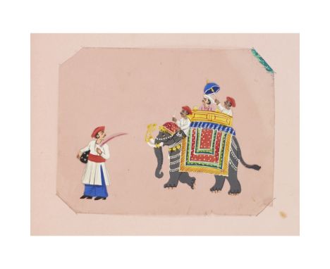 COMMONPLACE BOOK WITH RICE PAPER PAINTINGS AND INDIAN PAINTINGS ON MICAINSCRIBED J.S. HENDERSON TO FREE-ENDPAPER comprising s