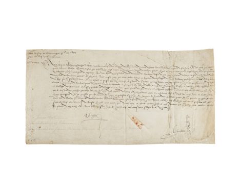BEATON, JAMES, (1517-1603, ARCHBISHOP OF GLASGOW)“ACTE DE FOY ET HOMAGE F[AI]CT AU ROY PAR LE SEIG[NEU]R DE BOURGOUNE”, signe