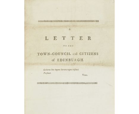 A COLLECTION OF PAPERS REGARDING THE EDINBURGH ELECTION, 1780(MANUSCRIPT INDEX AT THE FRONT), 27 PAMPHLETS, COMPRISING 1) [An