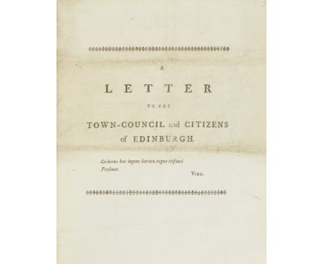 A COLLECTION OF PAPERS REGARDING THE EDINBURGH ELECTION, 1780(MANUSCRIPT INDEX AT THE FRONT), 27 PAMPHLETS, COMPRISING 1) [An