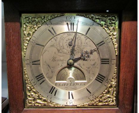 An 18th Century longcase clock, with black Roman numerals and subsidiary Arabic minutes to the 25cm diameter silvered chapter