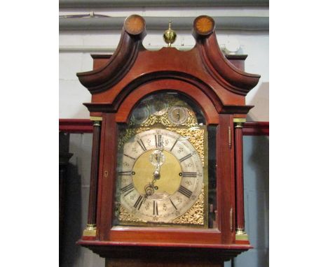 An Edwardian longcase clock in the late 18th Century style, with black Roman numerals and subsidiary Arabic minutes to the 27