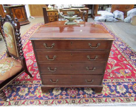 A 19th Century straight front chest of four long drawers raised upon bracket feet, later handles, 81cm x 80cm x 45cm