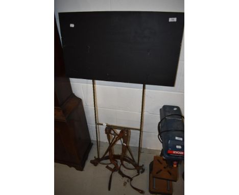 A vintage street trader/preacher/salesman back mounted advertising board, blackboard section mounted on rucksack frame