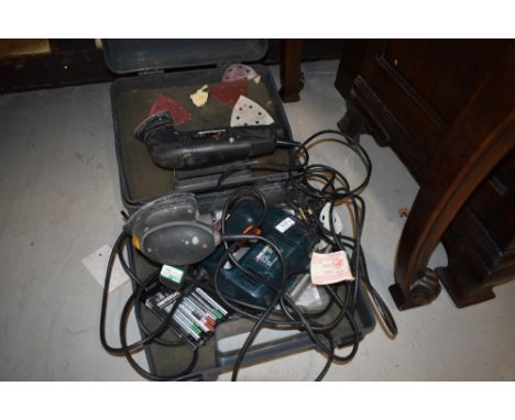 A selection of power tools including Black and Decker