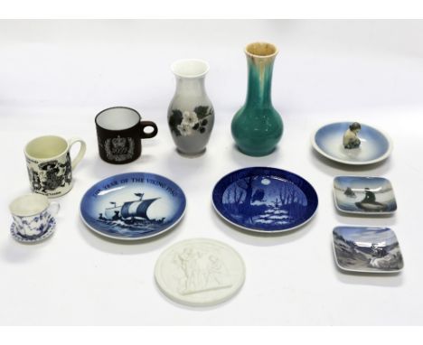 A collection of late 20th Century Royal Copenhagen , a porcelain part coffee service with collectors plates, dishes and vases