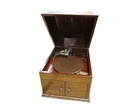 A 1930s His Masters Voice table top oak record player.