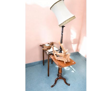 A mixed lot of furniture and effects to include; a small early 19th century side table with single drawer, 70.5cm H x 58cm W 
