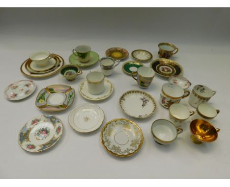 A collection of English and Continental cups and saucers by various manufacturers to include Aynsley , Coalport, Cauldon, Vie