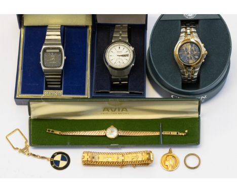 A collection of various wristwatches including a gents vintage Seiko alarm chronograph, a Seiko Chronograph automatic, a Citi
