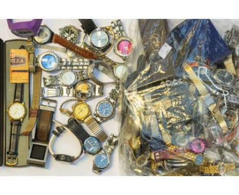 A large collection of various ladies and gents dress watches, including vintage and later examples, such as Titus, Sekonda, A