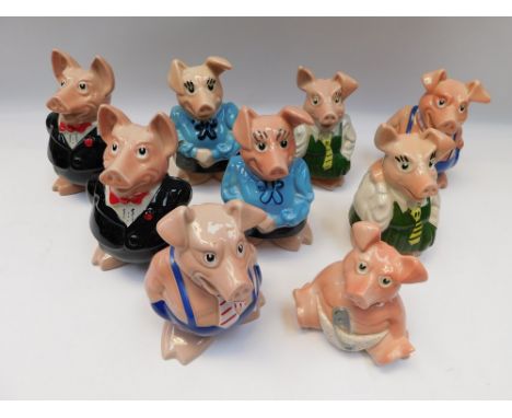 A collection of 2 part sets of  Natwest Pigs, made and back stamped Wade,To include 2 Sir Nathaniel , 2 Lady Hillary, 2 Maxwe