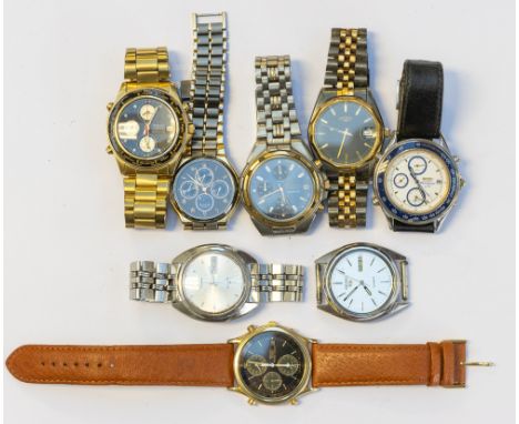 A collection of eight various wristwatches/dials to include brands Seiko, Accurist, Rotary, Pulsar, including steel, plated a
