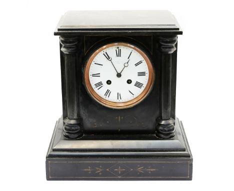 A late 19th Century French slate 8 day mantle clock.