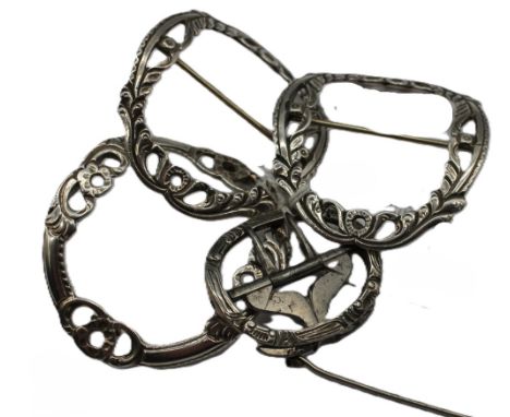 A pair of George III silver buckles featuring foliate scrollwork, hallmarked by Joseph Adams, Birmingham 1777, measuring appr