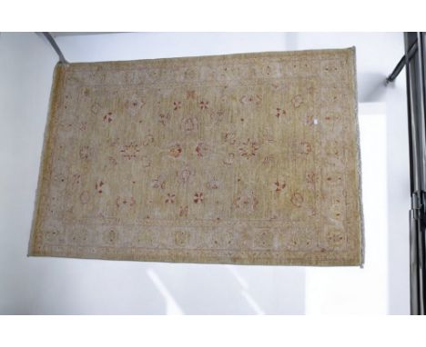 A North West Pakistan carpet, mid to late 20th Century, beige ground with red foliage detail, 180cm x 120cm.