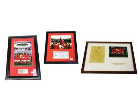 Football; a framed limited edition coloured photograph 1966 World Cup winning team; complete with autographs and a certificat