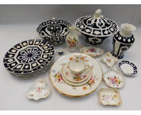 A collection of Royal Crown Derby blue and white imari to include large tureen, bowl, vases, pots and plates along with Royal