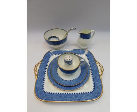 Wedgwood: a part tea service in the 'Lynn' pattern comprising 12 cups and saucers, milk jug, sugar bowl, two sandwich/cake pl