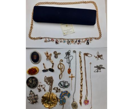 A 9ct gold chain A/F, 0.4g, a white metal locket with the maker's initials J.R, mixed vintage costume jewellery and a Bradfor