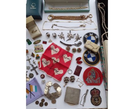 Costume jewellery and collectables to include Monet pearls in original box, cross pendants, a rosary, a gold coloured and whi