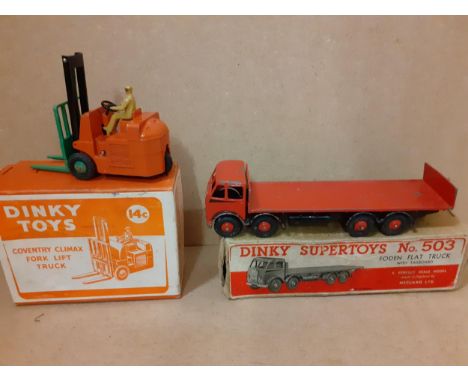 A Dinky 503 Foden Flat Truck in original box (Condition: some wear and tear), together with a Dinky Coventry Climax Fork Lift