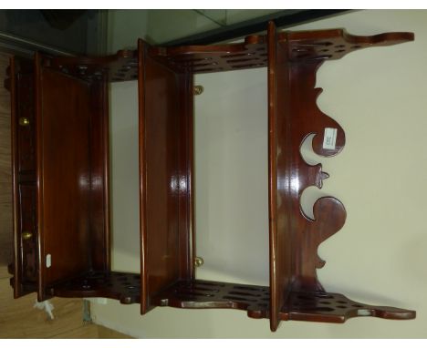 Mahogany 3 tier wall shelf with 2 drawers