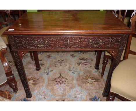 19thC mahogany side table with single drawer