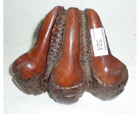 Carved wood pipe rack