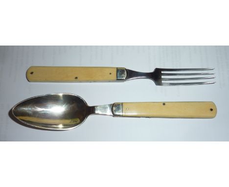 Folding knife and fork with bone handles