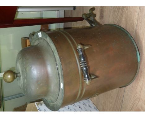 Extremely large copper tea urn with makers plaque for Waters & Woodhouse Ironmongers, Newborough, Scarboro