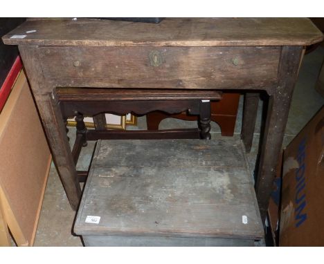 19thC elm side table with single drawer