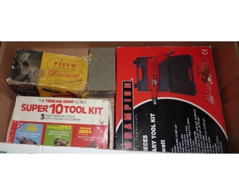 Pifco electric darner, Champion 40 piece rotary tool kit etc