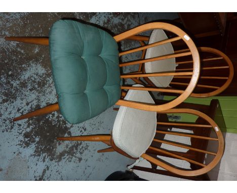 Set of 3 ercol lightwood hoop back dining chairs