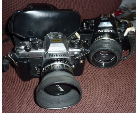 Nikon FA camera, Nikon em camera, selection of lenses inc Zoom 28-50mm lens etc