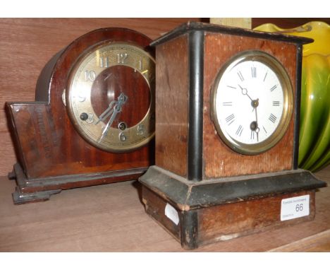 Oak cased mantle clock and a 1930's mahogany mantle clock