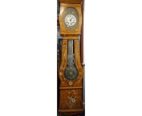 A LATE 19TH CENTURY PINE CASED COMTOISE LONGCASE CLOCK, the case stripped and later painted, 226cm high