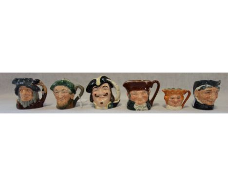 A COLLECTION OF MINIATURE ROYAL DOULTON CHARACTER JUGS, to include 'Capt Henry Morgan' all approx 6cm high (6)